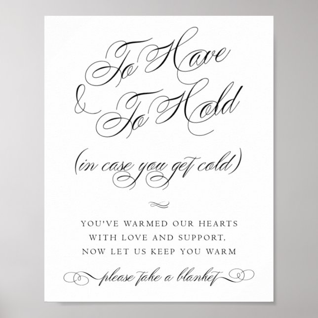Elegant Blanket Black Calligraphy | Chic Party Poster (Front)