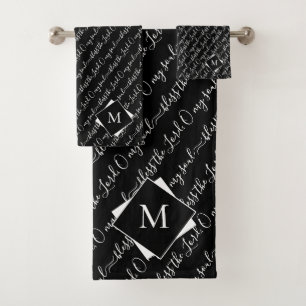 Elegant BLESS THE LORD Monogram Bath Towel Set