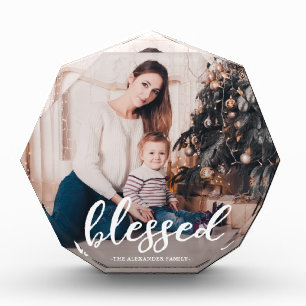 Elegant Blessed Script with Name Photo