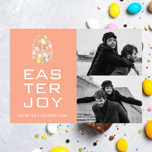 Elegant Blessings Happy Easter Family 2 photo Holiday Card