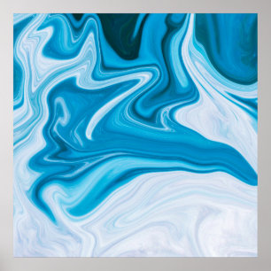 Élégant bleu Abstrait ripple   Poster