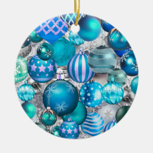 Elégant bleu aqua Noël ornements vacances