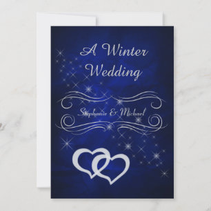 Elégant bleu argent hiver mariage Invitation
