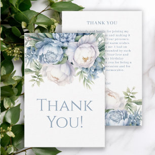 Elégant bleu bleu bleu blanc floral Merci d'annive