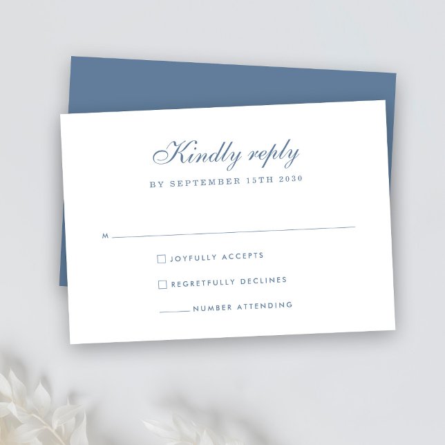 Elégant bleu bleu bleu minimal mariage carte RSVP (Créateur téléchargé)