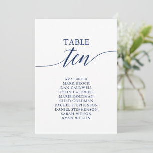 Élégant bleu de la marine Numéro de table 10 Table