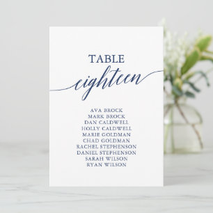 Élégant bleu de la marine Numéro de table 18 Table