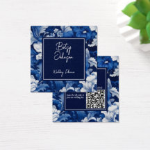 Elégant bleu et blanc Vintage Carte de visite flor