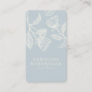 Elégant bleu, Floral Carte de visite de planificat