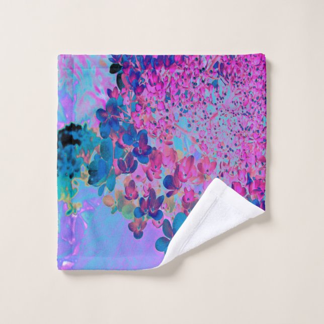 Élégant bleu foncé et lumière magenta Hydrangea (Gant de toilette)
