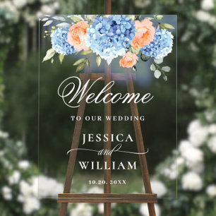 Elégant bleu Hydrangea Eucalyptus MARIAGE Bienvenu