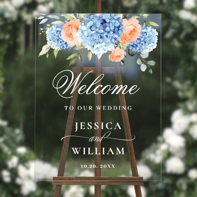 Elégant bleu Hydrangea Eucalyptus MARIAGE Bienvenu (Créateur téléchargé)