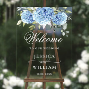 Elégant bleu Hydrangea Eucalyptus MARIAGE Bienvenu