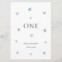 Elégant bleu Hydrangea Mariage Numéro de table Nom