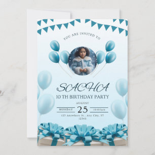 Elégant Bleu Invitation Anniversaire Design mode