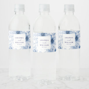 Elégant bleu Mariage bouteille d'eau Étiquettes
