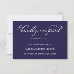 Elégant bleu marine blanc en ligne Mariage carte R