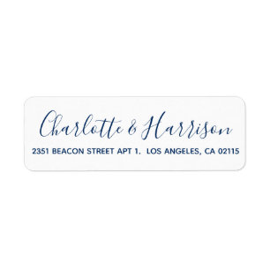 Élégant bleu marine foncé script moderne chic mari