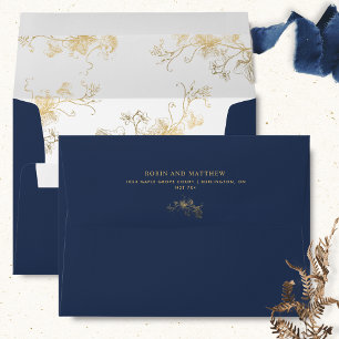 Elégant bleu marine, Gilded Detail Enveloppe Maria