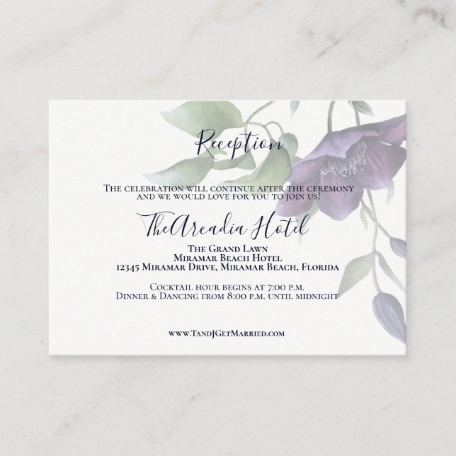 Elégant bleu marine Réception Invitation (Devant)