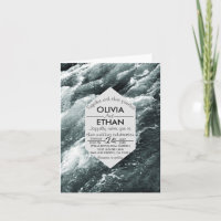 Elégant bleu océanique vagues pliées Faire-part de