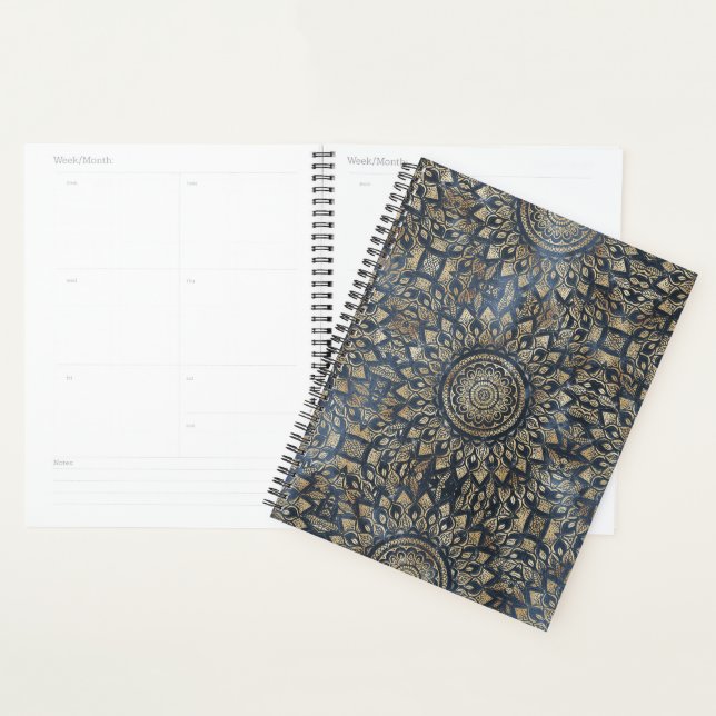 Elégant bleu or Mandala Floral (Devant avec enveloppe)