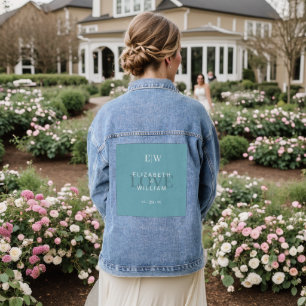 Élégant bleu rétro simple avec Mariage Monogram