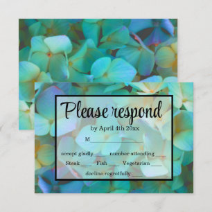 Elégant bleu Turquoise hydrangée rose fleurs RSVP