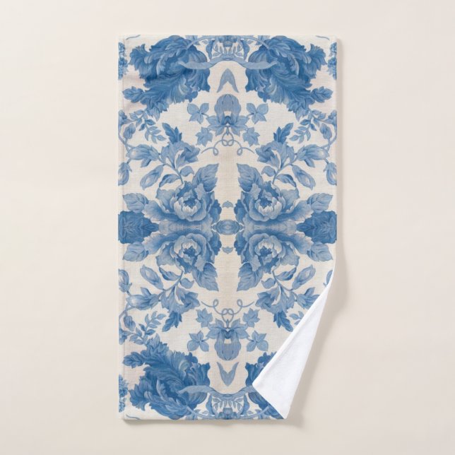 Elégant bleu vintage floral  (Serviette à main)