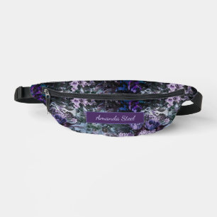 Élégant bleu violets floral monogrammé imprimé