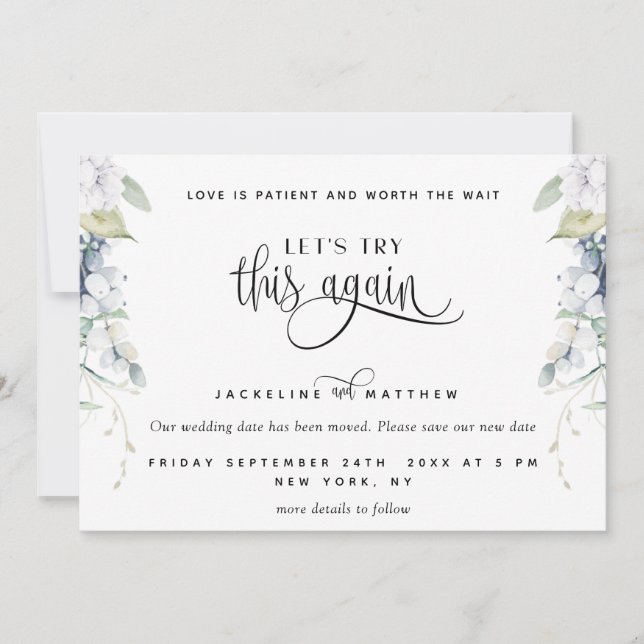 Elegant Bliss Let's Try This Again Love is Patient Save The Date (Front)