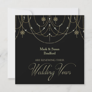 Elegant Blk/Gold Renewing/Wedding Vows Invitation