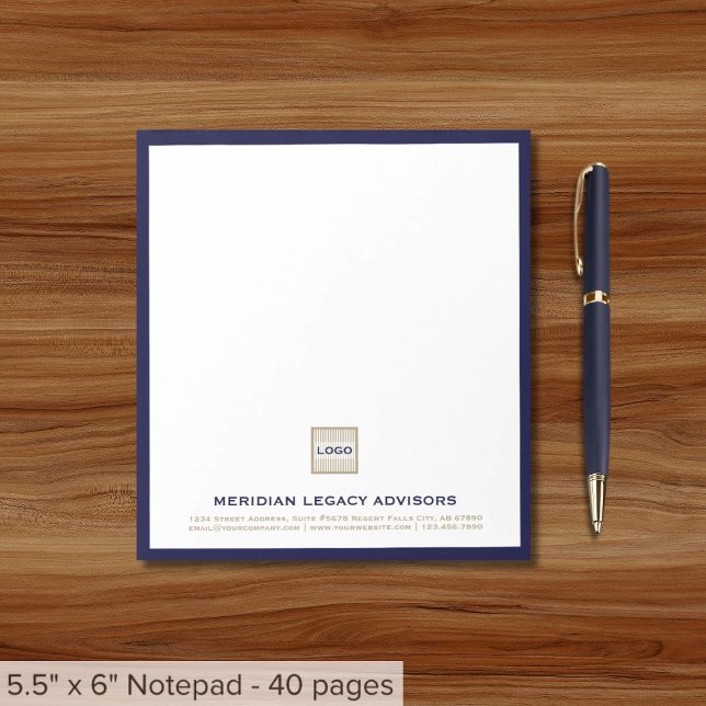 Elégant Bloc-notes personnalisé avec cadre bleu ma (Créateur téléchargé)