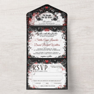 Elegant Blood Splatter "Together With" MENU All In One Invitation