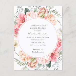 Elegant bloom floral, chic garden trendy flowers  invitation postcard