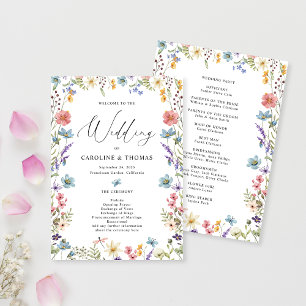Elegant Bloom Wildflower Script Wedding Program