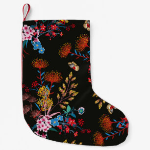 Elegant Blooming Garden floral and butterflies in  Small Christmas Stocking