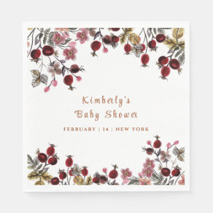 Elegant Blooming Wildflower Berry Baby Shower Napkin