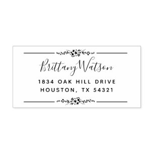 Elegant Blooms Floral Address Self-inking Stamp