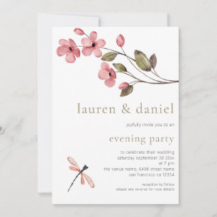 Elegant Blossom QR Code Wedding Evening Party Invitation