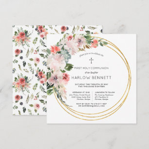 Elegant Blossoms First Holy Communion Invitation