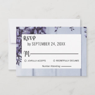 Elegant blossoms purple roses wood floral Wedding  RSVP Card