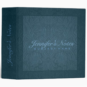 Elegant Blue 2 Floral Design Suede Leather Look Binder