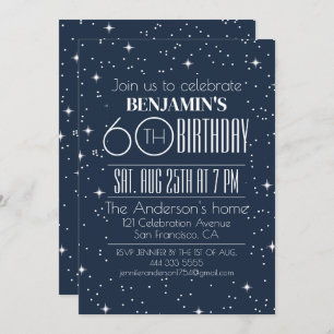 Elegant Blue 60th Birthday Invitation design