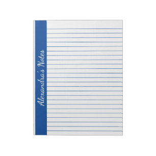 Elegant Blue 8.5x11 Letter Size Left Vertical Name Notepad