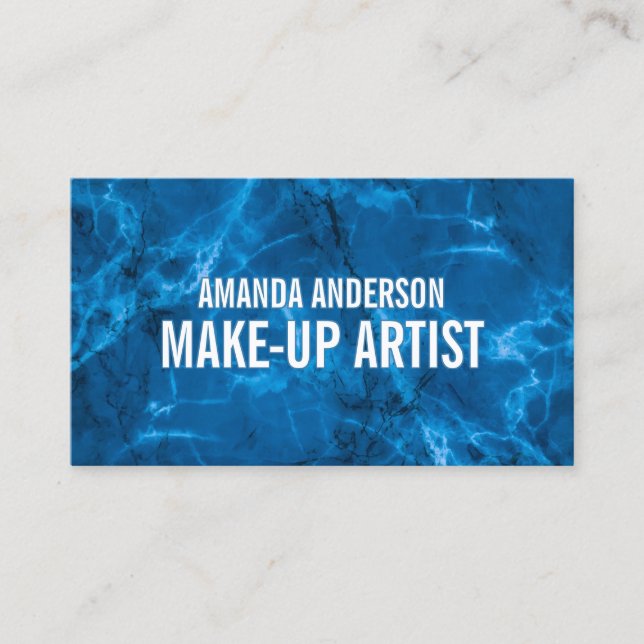Elegant Blue Abstract Marble Design Business Card (Front)