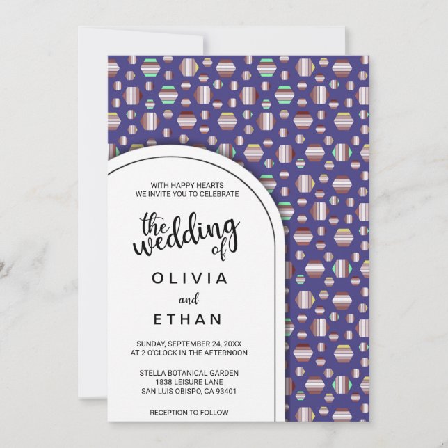 Elegant blue abstract pattern Wedding Invitation (Front)