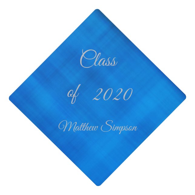 Elegant,Blue,Abstract,Personalize Graduation Cap Topper (Front)