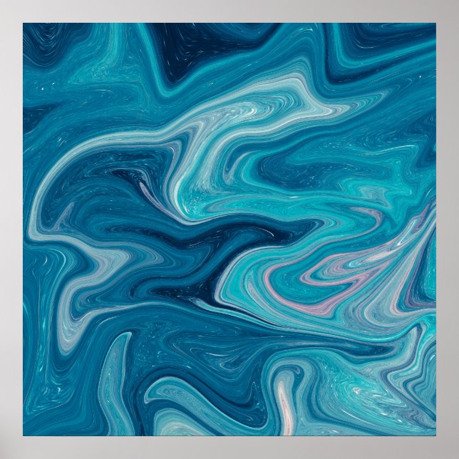 Elegant Blue Abstract Ripple | Poster (Front)