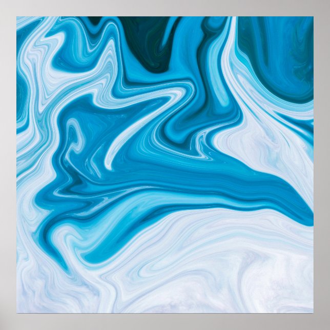 Elegant Blue Abstract Ripple | Poster (Front)